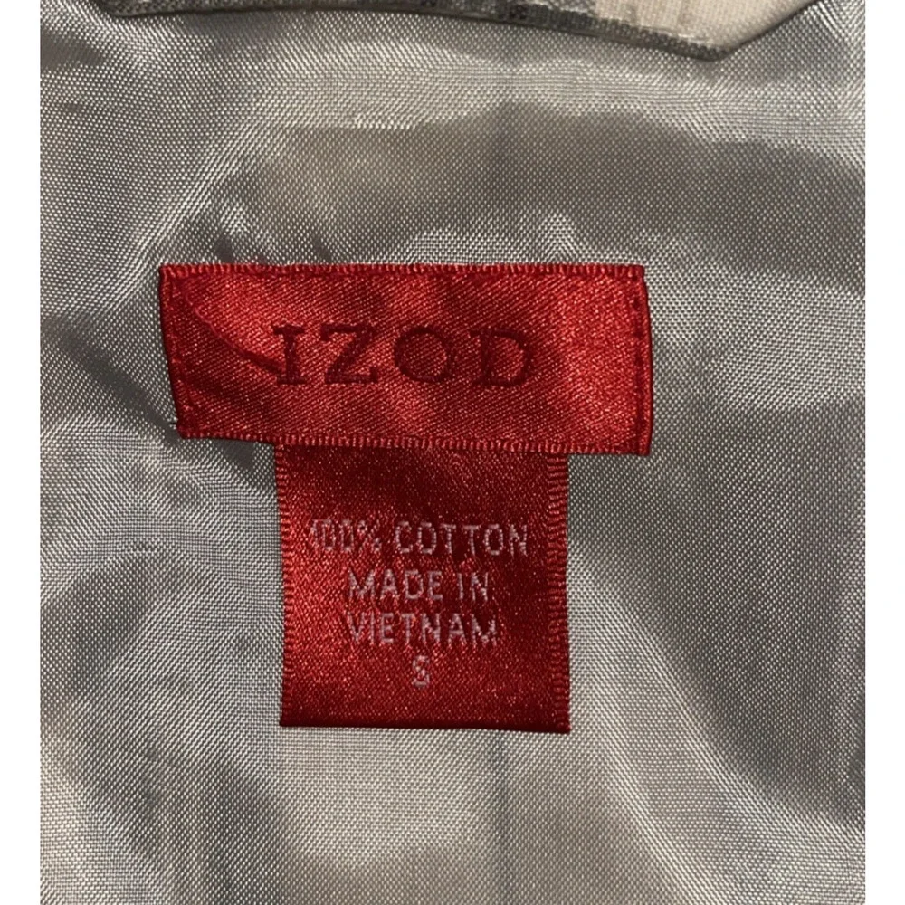 Izod Men's Wind Breaker Gray White Plaid Zip Jacket S Preppy Grandpa Core Casual